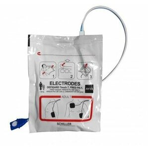 Électrodes adulte Schiller pré-connectées pour défibrillateur Fred PA-1, Easy Port Plus, DG Touch 7, HD-7
